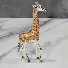Saturno Italy Sterling Silver Enamel Giraffe Figurine 925 Medium 3.5