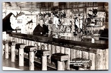 K62/ Manistique Michigan RPPC Postcard c1940s Interior Jack Pine Lodge Bar 354 picture