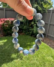 12mm Natural Blue Kyanite With Mica Inclusion Bracelet picture