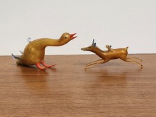 German Antique Handblown Glass Christmas Ornaments Goose And Fox picture