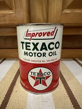 Texaco Motor Oil Can Empty 1 Quart Gas Garage Parts Sign Vintage Style Decor picture