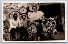 K65/ Interesting RPPC Postcard c1910 Tijuana Mexico Tourists Zebra Hats 36 picture