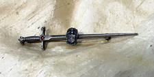 VINTAGE Theta Chi fraternity sterling silver crest sword pin / brooch - OLD picture