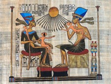 Ancient Royal Family Tomb Scene on Papyrus Authentic Egyptian Art 13”x16” picture