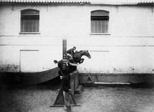Belgium Flanders Riding School in Ypres rider jumping with his hor- Old Photo 6 picture