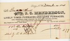 1884 J.C. Henderson Troy NY Billhead Receipt – Lively Times Cone Furnace Dealer picture