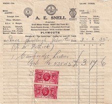 1935 Triumph BSA Morgan Dealer Invoice Plymouth England Silver Jubilee Pair picture