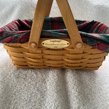 Longaberger Woven Memories Basket 2000  Liner, Protector, Metal Charm 10x6x4  b6 picture