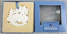 Wedgwood White Jasper Merry Christmas Children Sledding Jasperware Ornament Box picture