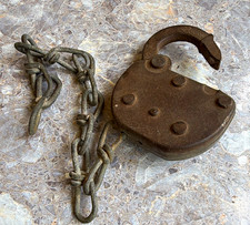 Adlake Antique Vintage Padlock with Chain NO KEY picture