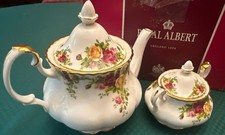 Royal Albert Old Country Roses 4 Pc Tea Set W/Lids Original Packaging-No Creamer picture
