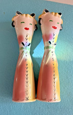 Vintage Salt & Pepper Shakers Tilso 7” Japan Tall Women Anthropomorphic RARE picture