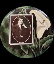 Antique R. Schiefner Celluloid Man & Calla Lilly Memorial Photo Medallion~8” picture