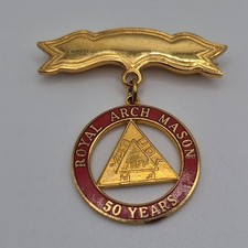 Vintage Gold Metal 50 Year Masonic Royal Arch Sentinel Chapter Officer Pin Medal picture