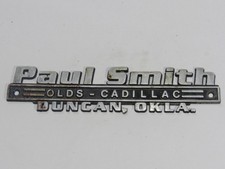 VTG Paul Smith Cadillac-Olds Duncan Oklahoma Metal Dealership Badge Emblem Tag picture
