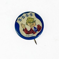 Vintage 1932 Skippy S.S.S. P.L. Crosby Pinback Button Advertising Character picture