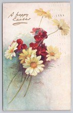 Raphael Tuck Oilette Yellow Marguerites Wallflowers Easter Postcard picture