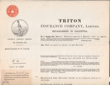 1908 SS OBIDENSE British Steam Ship NY to Brazil Insurance Policy Document picture