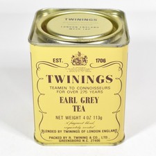 Vintage Twinings Earl Grey Tea Tin 4 Oz Kitchen Decor England Advertising EMPTY picture