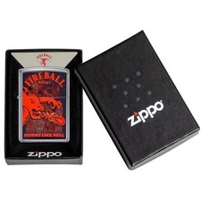 Zippo 49308 Fireball Whiskey Burns Like Hell Street Chrome Lighter Windproof NEW picture