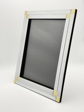 Vintage 1980s Bicolor Silver Gold 8x10 Photo Frame Art Deco Made in Korea Velvet picture