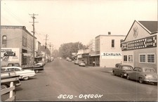 RPPC Postcard - Scio OR Oregon - 7UP, Tavern, Schrunk Drugstore, Milling Co (B7) picture