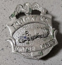 Vintage Tompkins Motor Lines Company Drivers Cap Badge B.L.W. Rare 1940's  picture