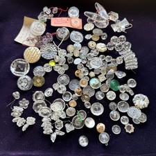 Mixed Estate Lot Vintage Czech Clear Glass Buttons Art Deco Faceted Geometric picture
