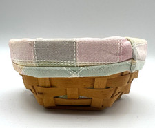 Longaberger Small 2001 Hexagon Basket with Pastel Plaid Liner and Protector picture