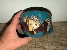 Mara Pottery Mug Stoneware Mexico Wild Horses Teal Large 16oz Cup Coffee Soup picture