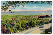 1930-1945 Bird's-Eye Aerial View Of Olyphant & Blakely PA Postcard Antique Linen picture