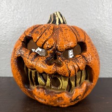 Tekky Halloween 8” Flaming Light-Up Pumpkin Jack O Lantern Battery Power VIDEO picture