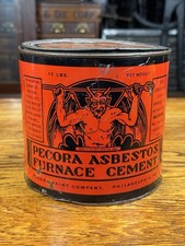 Large 12 LB Pecora Plumbers Putty Devil Satan Graphic Early Advertising Can picture