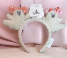 Disney Parks 2026 Halloween Minnie Mickey Cutie Ghost Ears Plush Headband - NEW picture