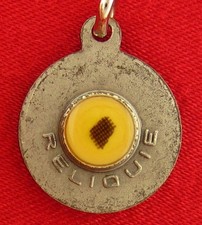 Vintage MARCELLE MALLET Relic Medal 3RD CLASS Religious Catholic Relic Cloth picture