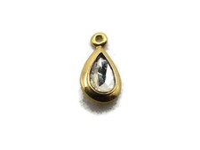Teardrop Rhinestone Pendant Gold Tone Bezel Set Small Dainty Charm for Necklace picture