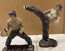 Vintage Bruce Lee Ceramic 9”  Ceramic 1960's Kung Fu Collectibles (2) VG+++ picture