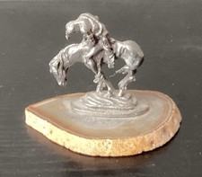 Miniature Repro. Frederic Remington Pewter Figurine on Agate, The Rattlesnake picture