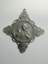 Vintage Sacred Heart Jesus Honor Love Reparation Lightweight Medal Wall Plaque picture