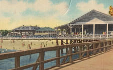 Vintage Tybee Island Pier Pavilion Postcard Savannah Beach GA 1951 Linen picture