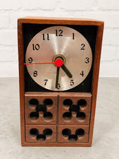 Arthur Umanoff Howard Miller petite walnut desk clock 1960s Mid Century Modern picture