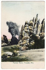 Prescott AZ - Pointed Rocks mailed 1910 antique postcard picture