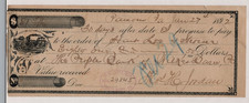 1872 Peoples Bank of Texas Promissory Note Check Train Vignette Locomotive Art picture