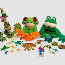 Vintage Frog Lot Webkinz Frizby Schleich Rainforest Cafe Cha Cha Resin picture