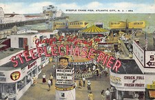 Atlantic City NJ New Jersey Steeple Chase Pier Wide View Postcard Copy picture