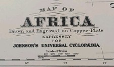 Antique 1885 AFRICA Map  ~ Authentic Old Original AJ JOHNSON COPPER PLATE picture