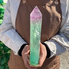 2.68LB natural fluorite quartz crystal obelisk wand point healing G6701 picture