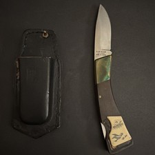 Vintage Jet-AER Corp  Folding Knife G-96 No.7000  W/Sheath Made in Japan Rare picture