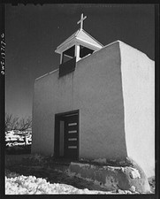 Photo:Adobe Church in Snow Southwestern Adobe Chapel 1900s picture