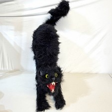 Vintage Rare Scary Black Realistic Cat Halloween Decor Prop 1950/60s picture